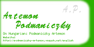 artemon podmaniczky business card